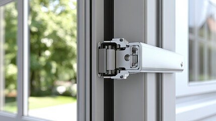 Naklejka premium Snap-in hinge mechanism shown detached, ready for quick installation