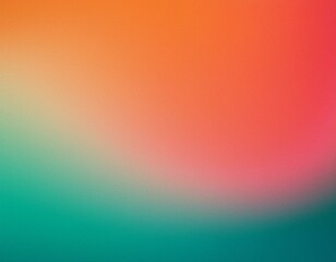 Orange teal green pink abstract grainy gradient background noise texture effect summer poste.