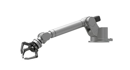 Articulated industrial robotic arm poised for automated manufacturing tasks