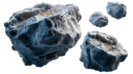 Meteorite Close-Up: A detailed and awe-inspiring study of a meteoroid, featuring rough texture and geological details and ready for your astronomical project or cosmic creation.