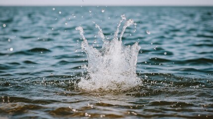 Obraz premium Water splash, ocean, ripple, summer day, background blur, nature photography, website banner