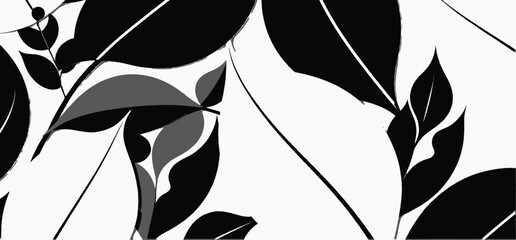 Monochrome Leaf Art Illustration_Abstract Black White Leaves_Modern Minimalist Design_Nature Inspired Graphic_Stylish Home Decor_Elegant Botanical Print_Contemporary Art_Leaf Pattern
