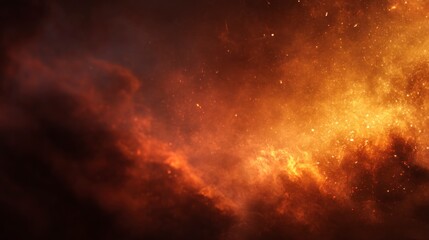 Obraz premium Abstract Fire and Smoke Background with Golden Sparks Rising Upward