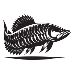 Fototapeta premium Arowana fish silhouette, vector illustration