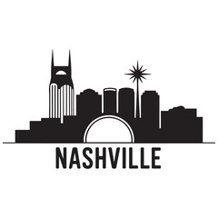 Fototapeta premium Nashville, Tennessee skyline. Detailed Vector Black silhouettes. with white background