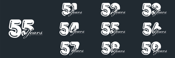 51 to 59 Years Anniversary celebration illustration template design