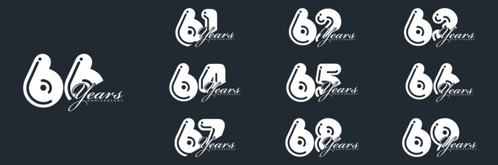 61 to 69 Years Anniversary celebration illustration template design