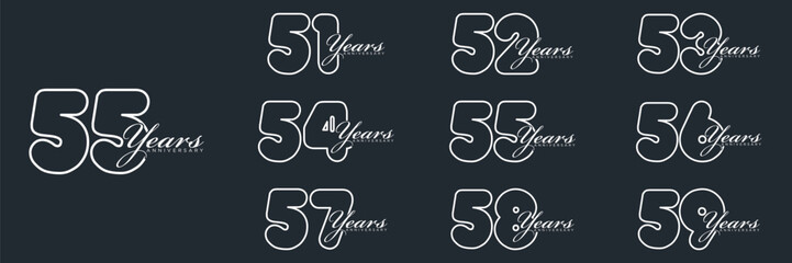 51 to 59 Years Anniversary celebration illustration template design