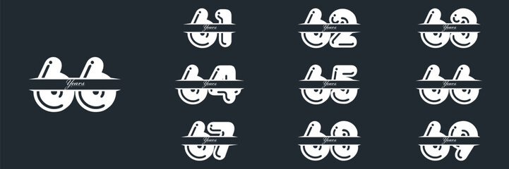 61 to 69 Years Anniversary celebration illustration template design