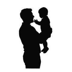 Father and Child Silhouette – Loving Family Vector Illustration.