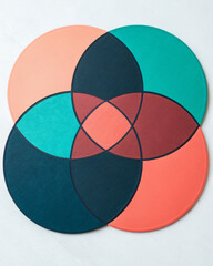 Colorful geometric circles overlapping on a light surface creating modern art design