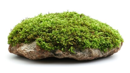 Green Moss Growing on Textured Stone with Smooth Surface