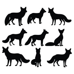 Fox Silhouettes Collection – Vector Set of Fox Poses and Profiles.