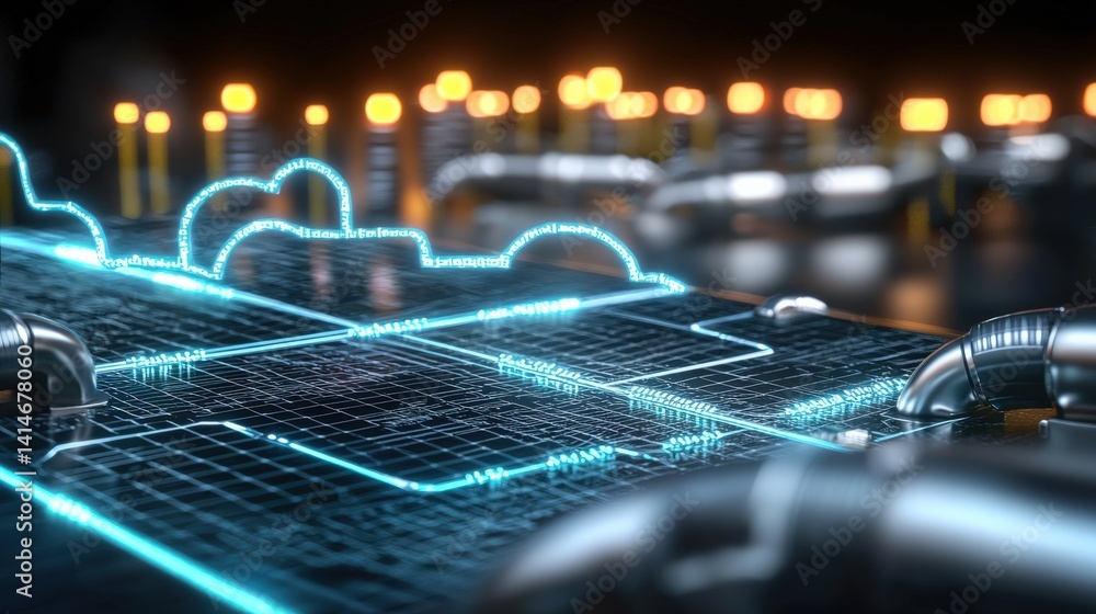 Poster innovative digital circuit design virtual environment 3d visualization futuristic technology close-u