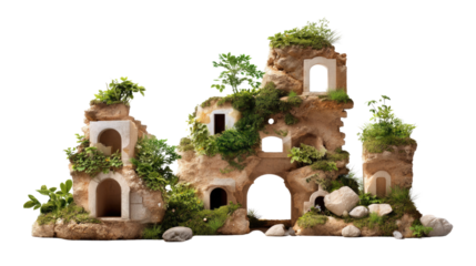 Ancient Ruins: A captivating image of weathered stone structures, enveloped in lush greenery, telling tales of a forgotten time, a true marvel of architecture.