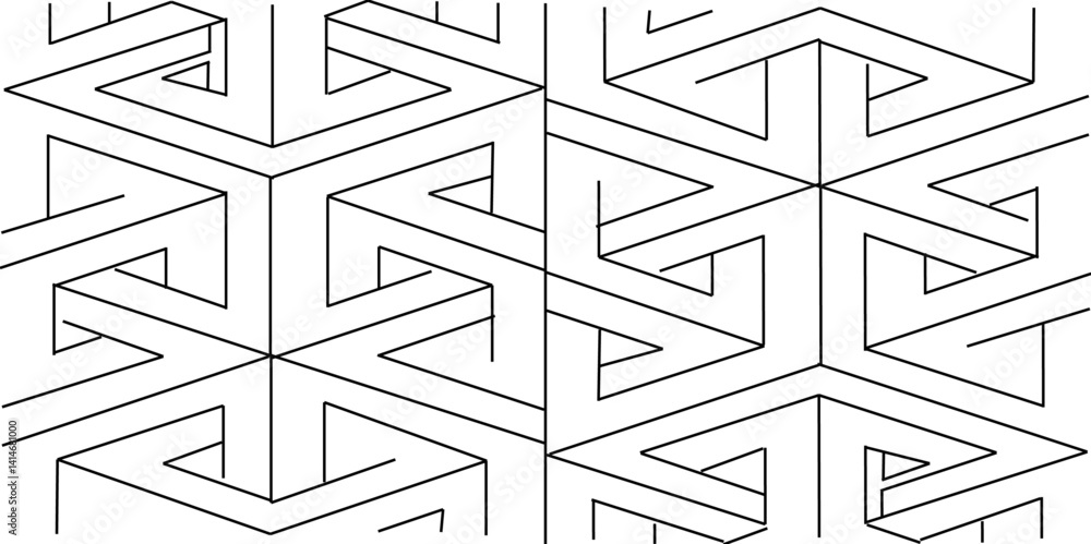 Poster abstract geometric maze pattern in black and white. vector pattern. modern stylish texture. repeatin