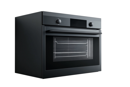  built-in oven with black glass door and digital panel, isolated on white background



