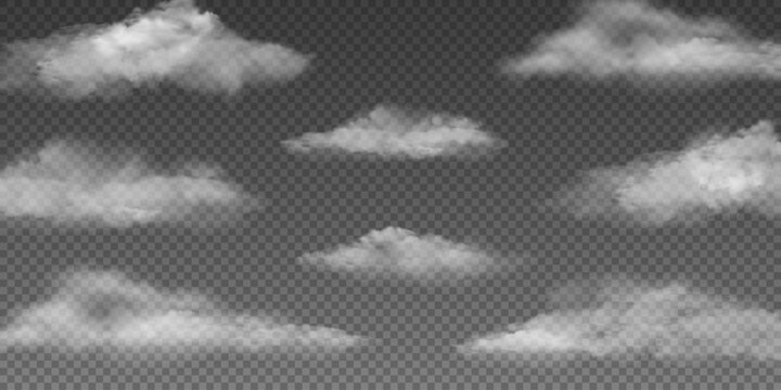 Cloudy, realistic cloudscape, white transparent clouds