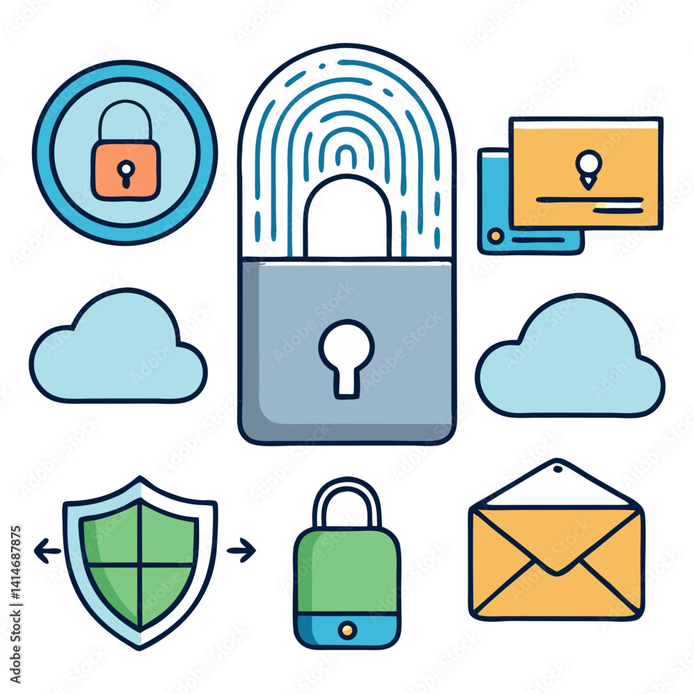 Poster secure your digital life with robust fingerprint authentication, data encryption, and cloud storage,