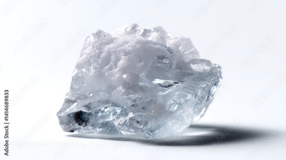 Aufkleber macro shot of a clear ice cube with frosty top surface