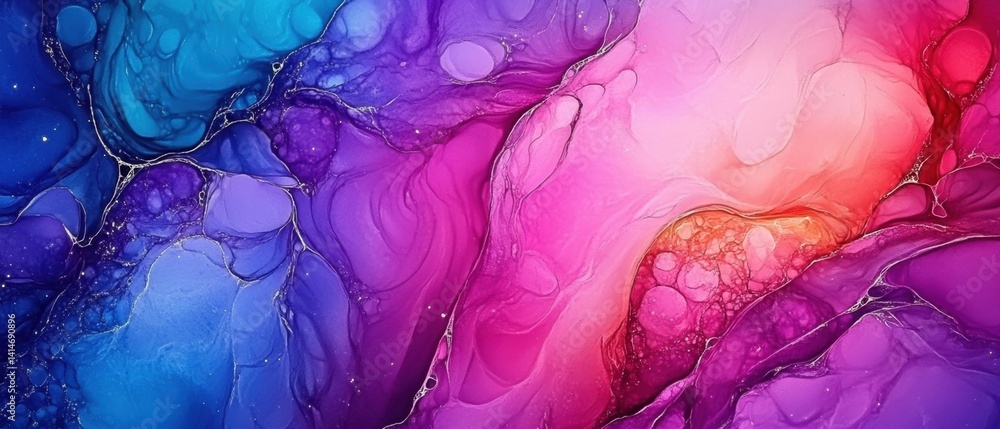 Poster abstract fluid art with vibrant colors and dynamic swirls creating a mesmerizing and modern visual e