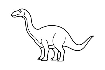 Dinosaur outline drawing, line art dinosaur vector illustration, dinosaur coloring page for kids.