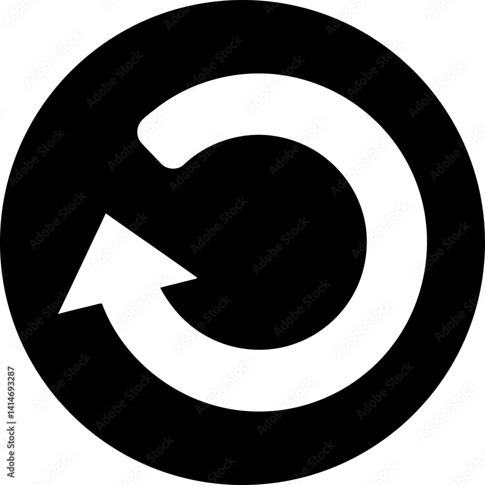 Poster transparent counter-clockwise arrow black circle, undo symbol clear curve black round, backward arro