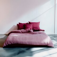 Luxurious Bedroom Comfort A Cozy Retreat with Crimson Linens for Ultimate Relaxation and