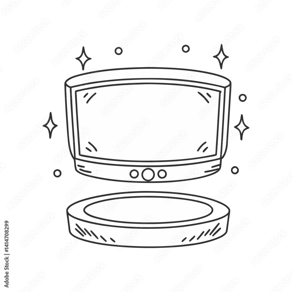 Aufkleber retro futuristic monitor vector with sparkles