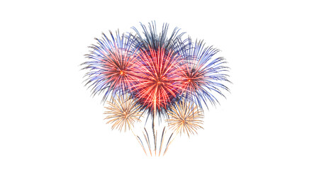 Obraz premium Fireworks Bursting on White Background