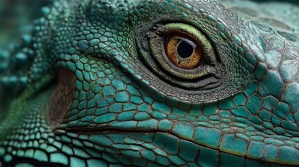 Close-up Iguana Eye, Scaly Texture