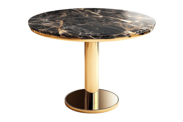Elegant black marble and gold dining table perfect for modern interiors A luxurious statement piece with a sleek design and on transparent background