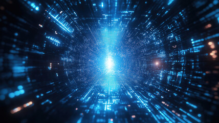 Abstract blue fiber optic cable glowing in a technology background representing digital innovation