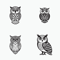 Owl Silhouette Mandala Style Vector Icon