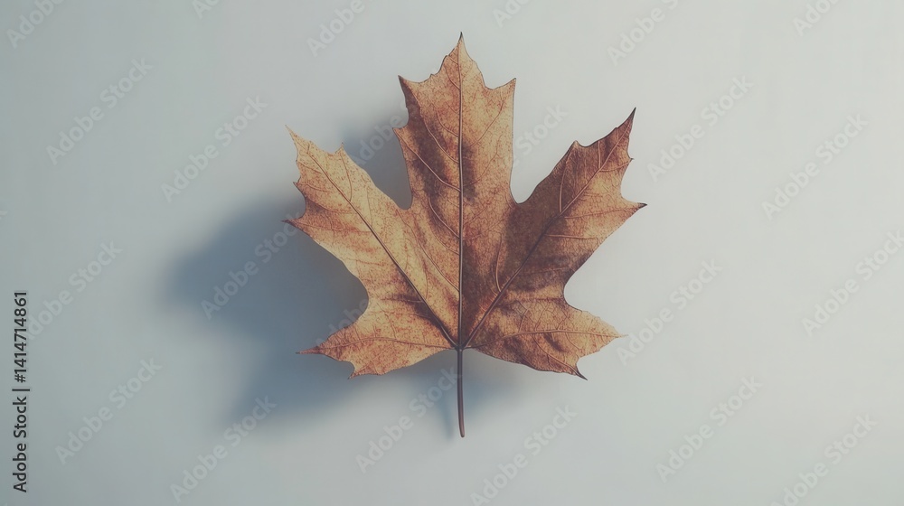 Poster autumnal maple leaf on pale background capturing the essence of fall season with warm tones and soft