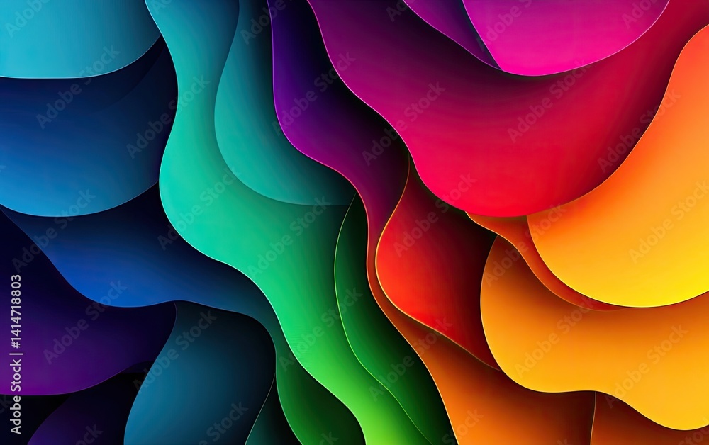 Poster abstract multicolored wavy layers, background texture with vibrant gradation design