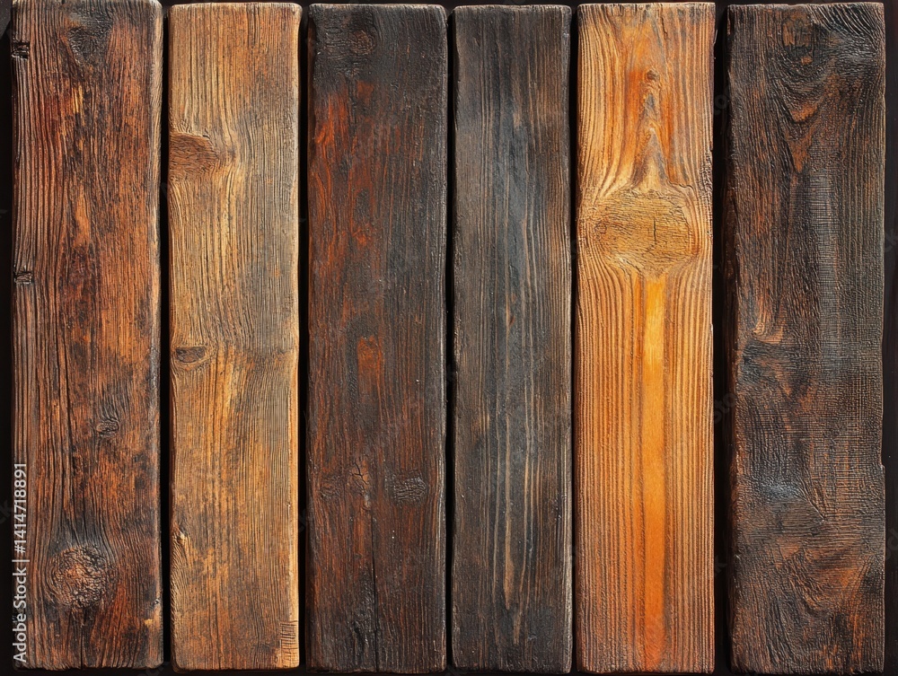 Poster rustic wooden planks with rich texture and warm tones creating a vintage and natural background for 