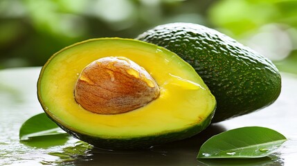 Fresh Green Avocado with Brown Spot for Healthy Eating Concept
