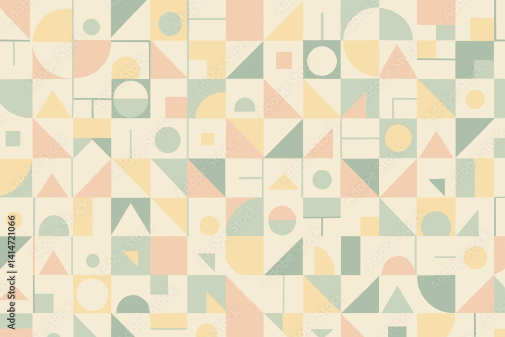 Poster geometric pastel pattern with shapes in soft colors