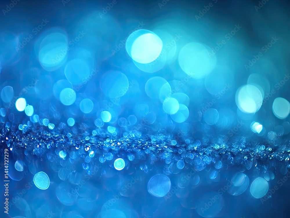 Poster abstract sparkling blue bokeh background with defocused lights and glitter texture
