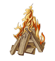 Campfire hand drawn vector illustration