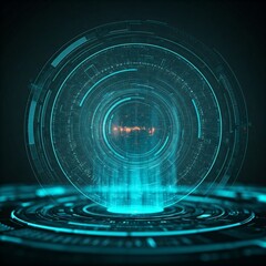 Futuristic Technology Display Hologram with Glowing Light and Circular Design