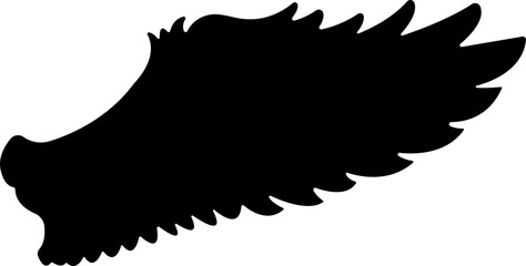 Wings with long feather icon in flat. Angel or bird wing Heraldic vintage army insignia emblem isolated on transparent background.