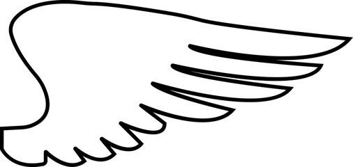 Fototapeta premium Wings with long feather icon in line. Angel or bird wing Heraldic vintage army insignia emblem isolated on transparent background.
