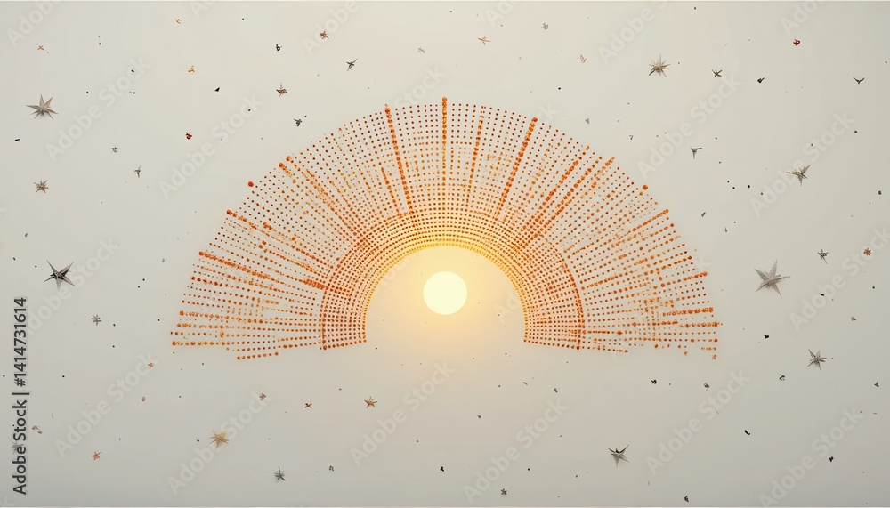 Poster sunrise visualization with radiating patterns digital art inspirational abstract warm environment ar