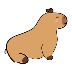 Funny cartoon capybara face. Kids graphic. Vector hand drawn illustration
