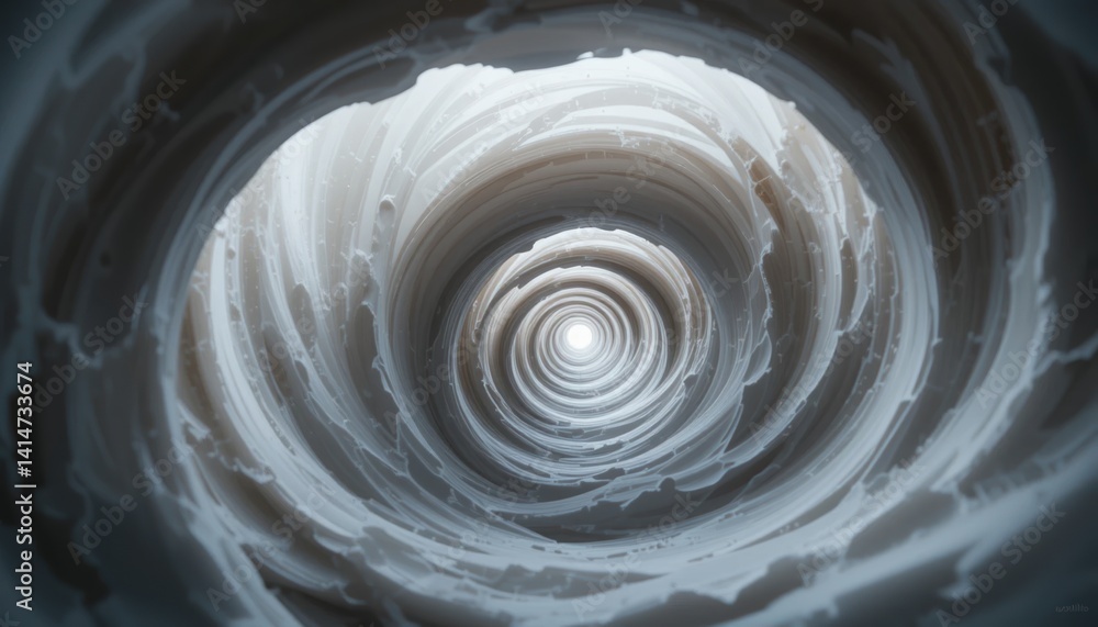 Poster exploring the enigmatic swirling vortex of light abstract landscape digital art surreal environment 