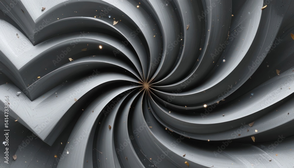 Aufkleber spiraling pattern of metallic blades industrial environment abstract content close-up viewpoint visu