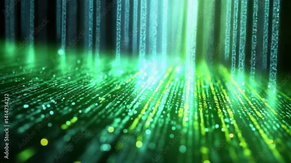 Poster illuminated data stream: capturing the essence of digital transformation, this stunning image depict