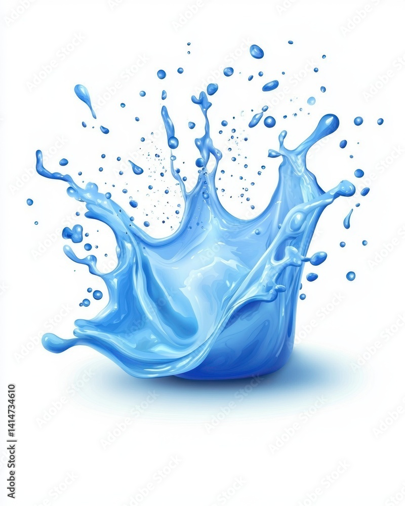Aufkleber dynamic splash of refreshing blue liquid creating a captivating abstract form on clean white backgro
